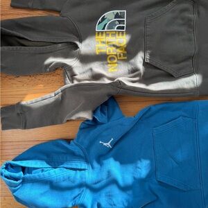 Nike Jordan and The North Face Kids Hoodie - Green and Blue size 7/Sm